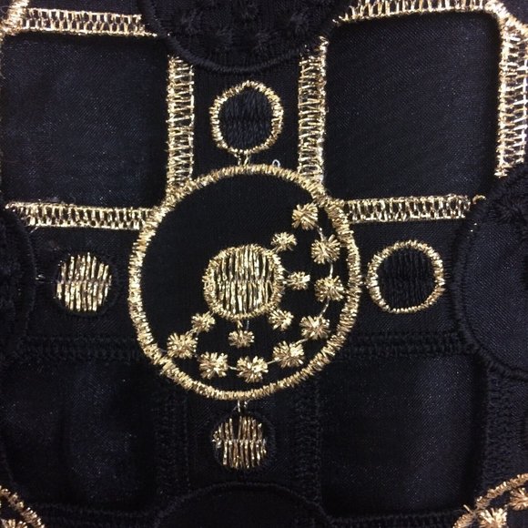 Vintage Victor Costa Womens Black Gold Metallic Filigree Cocktail Party Dress 6 - Picture 6 of 10